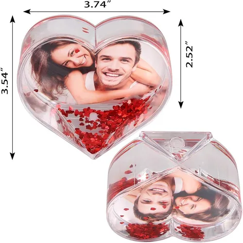 Vista 4 de Marco de Fotos de Purpurina Líquida de Mejores Amigos de Acrílico Flotante Personalizado con Efecto de Globo de Nieve Lindo Marco Familiar de Pareja