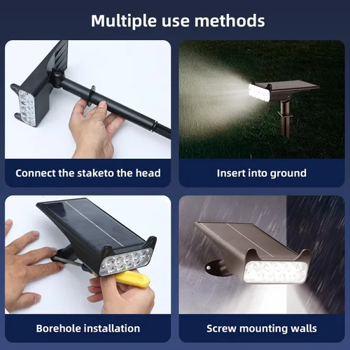 Vista 5 de HOFLYW Focos solares impermeables para exteriores, luces solares de camino de paisaje del atardecer al amanecer, iluminación al aire libre, 4 modos