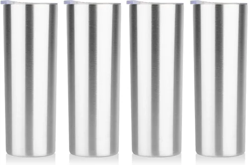 Vista 23 de HASLE OUTFITTERS Juego de vasos delgados de 20 onzas a granel, vasos delgados aislados de acero inoxidable con tapas, tazas de café reutilizables