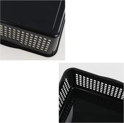 Vista 5 de Hespama 6 paquetes de cestas de almacenamiento de archivos de plástico, bandejas de cesta organizadora de papel negro A4 Organizing Basket Trays