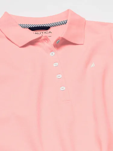 Vista 4 de Camiseta de polo Nautica para mujer, de manga corta, 5 botones, transpirable, 100% algodón