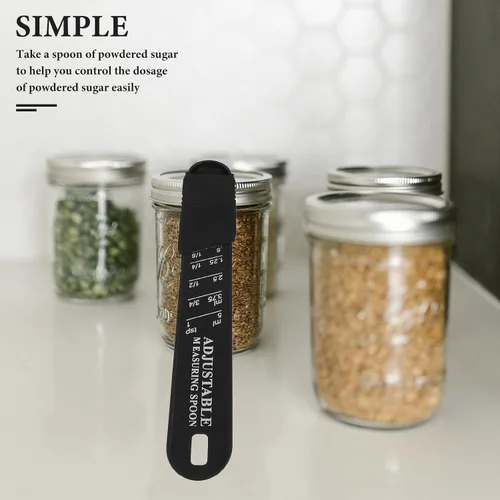 Vista 5 de Adjustable Measuring Spoons Set with Scale, Small Plastic Grams Measuring Scoop for Baking and Seasoning, 2pcs Slide Spoon for Kitchen Cooking and