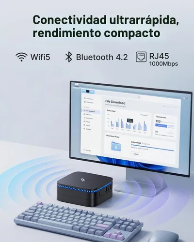 Vista 5 de KAMRUI AK1PLUS - Mini computadora de escritorio, Intel N5030 (hasta 3.1 GHz), 12 GB de RAM 256 GB SSD, Mini computadora de escritorio 4K dual