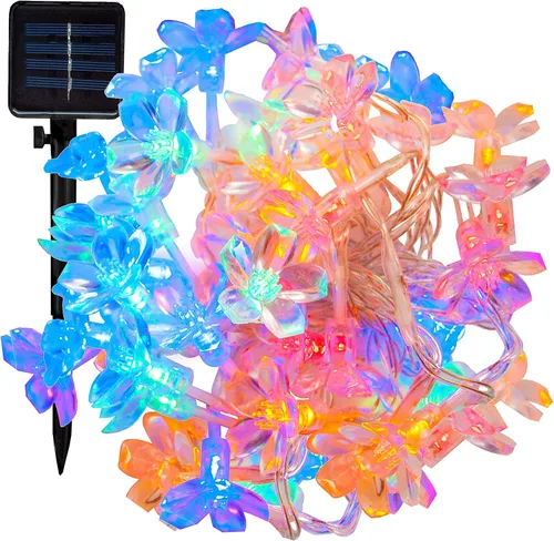 Vista 15 de Hometown Evolution, Inc. Tira de luces de burbujas de aire alimentadas por energía solar, 30 LED blanco cálido, 8 modos, impermeable al aire libre