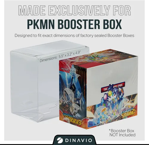 Vista 3 de Dinavio Crafthouse Paquete de 5 protectores de plástico PKMN Booster Box - Protectores de exhibición de cajas de refuerzo compatibles con cajas