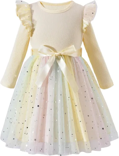 Vista 18 de Vestido de tul de manga larga para niña pequeña de 1 a 5 años Negro