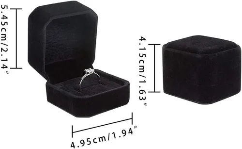 Vista 2 de BENECREAT Paquete de 10 cajas de terciopelo para aretes, caja de terciopelo negro para joyería, caja colgante de 2 x 2 x 1.6 pulgadas para bodas