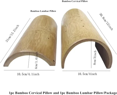 Vista 5 de HJJKKH 1 almohada cervical de bambú para el cuello de sauna y 1 almohada de cintura de sauna de bambú para cuello rígido, dolor de hombro, salud