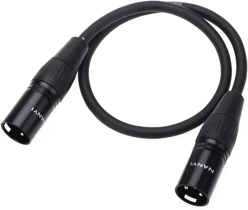 Vista 2 de NANYI Cable de micrófono XLR de 3 pines macho a macho, cable de conexión DMX cable de conexión, cobre sin oxígeno, 1.6 pies / 1.6 ft