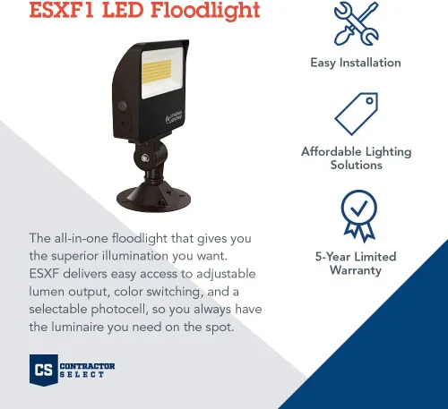 Vista 2 de Lithonia Lighting ESXF1 ALO SWW2 KY DDB M2 Luz LED exterior con interruptor, montaje en nudillo o yugo, bronce