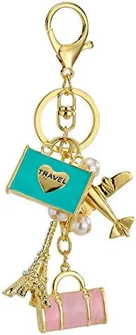 Vista 2 de Llavero Llavero de cristal, 1 juego de decoración roja para suministros de automóvil, regalo para mujeres y niñas, decoraciones de diamantes