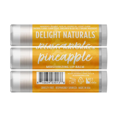 Vista 4 de Delight Naturals Set de bálsamo labial de frutas tropicales - Coco, Lima, Piña