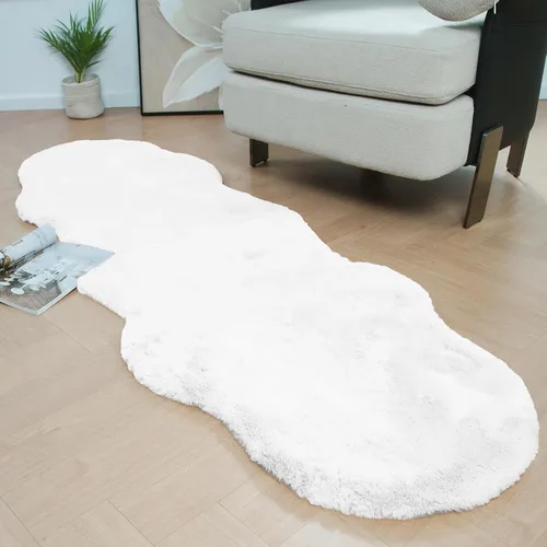 Vista 46 de Latepis Alfombra Pequeña Negra Esponjosa 2x3 pies Manta de Piel Sintética de Conejo Alfombra Suave Lavable Alfombras Peludas Shag para Dormitorio