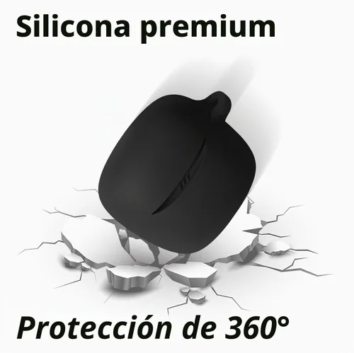 Vista 4 de Geiomoo Funda de silicona para JBL Tune Flex 2, funda protectora suave y flexible resistente a los arañazos con mosquetón (negro)