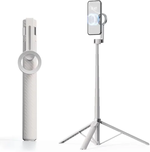 Vista 10 de TODI Trípode magnético de 65" para iPhone con control remoto, palo de selfie para iPhone Magsafe, soporte de trípode para teléfono celular