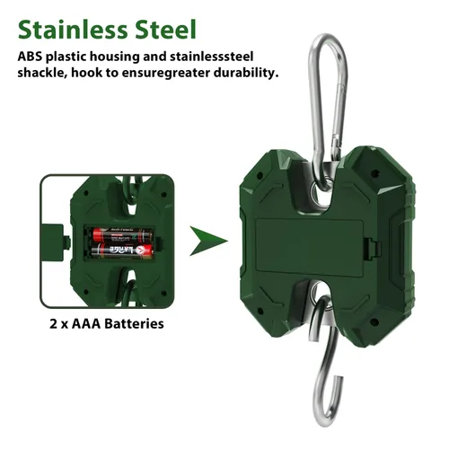 Vista 3 de GRAM PRES Báscula colgante digital de 660 libras/661.4 lbs, mini balanza de mano para caza de ciervos, báscula digital de equipaje con ganchos