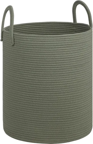 Vista 8 de Cesta de Lavandería Grande, Cesta de Ropa Sucia, Cesta de Almacenamiento de Cuerda de Algodón de 15''x18'' con Asas, cesta para bebé, Almacenamiento