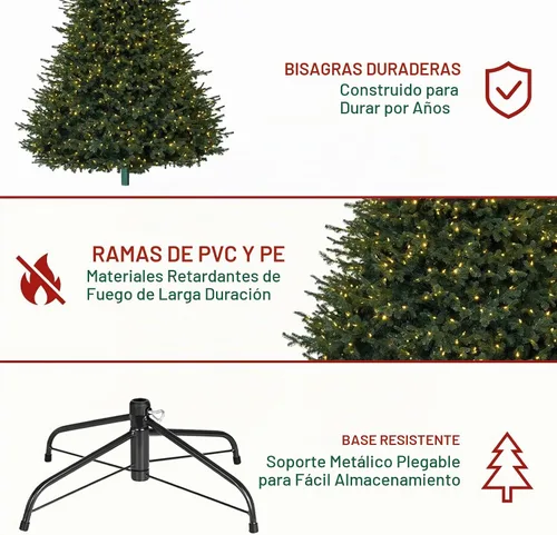 Vista 3 de Hykolity Árbol de Navidad preiluminado prémium de 7.5 pies con 1,050 LED Verde Multicolor