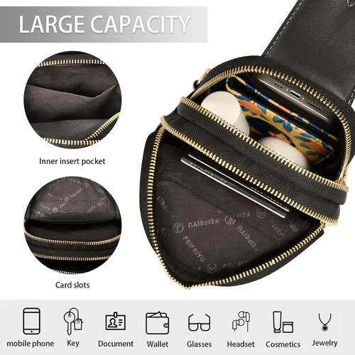 Vista 4 de Sling Backpack Octopus Vintage Sling Bag for Women Crossbody Shoulder Bag Leather Fanny Pack Chest Bag for Travel Hiking 202A1782