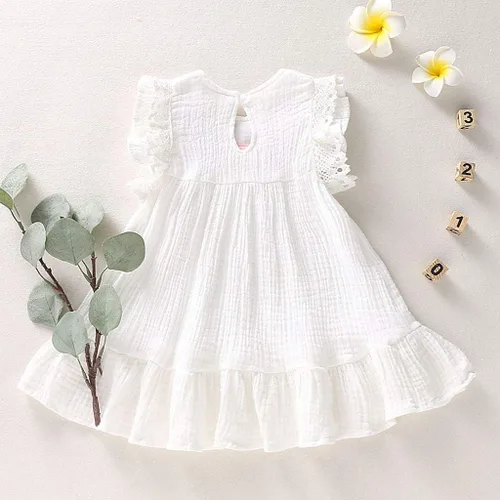 Vista 8 de Vestido floral bordado étnico sin mangas con flores y falda de fiesta de princesa
