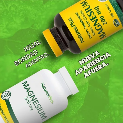 Vista 2 de NaturesPlus Magnesio - 200 mg, 180 Tabletas - Vegetariano, Sin Gluten - 180 Porciones