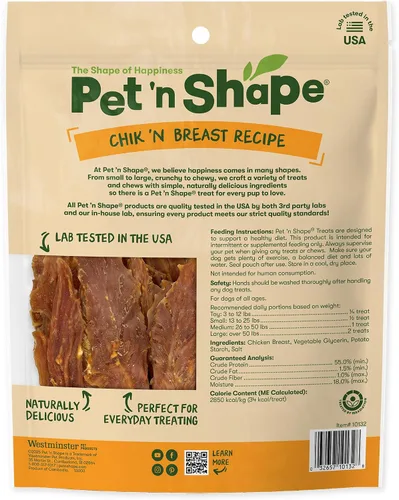Vista 3 de Pet 'n Shape Chik 'n Skewers - Golosinas masticables de cuero crudo envueltas en pollo para perros, 1 libra