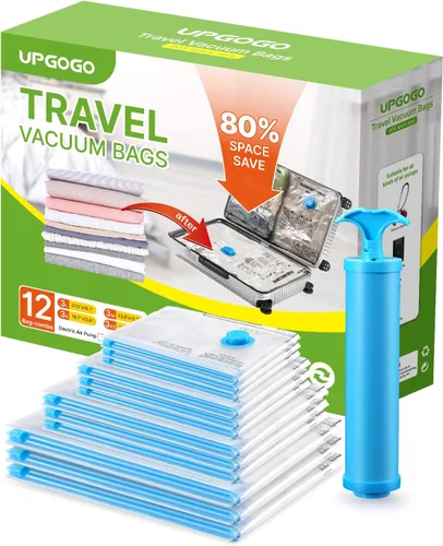 Vista 7 de UPGOGO Bolsas de Viaje al Vacío Combo 6 Pack - Bolsas de Almacenamiento al Vacío para Ahorro de Espacio para Ropa, Mantas, Almohadas - Artículos
