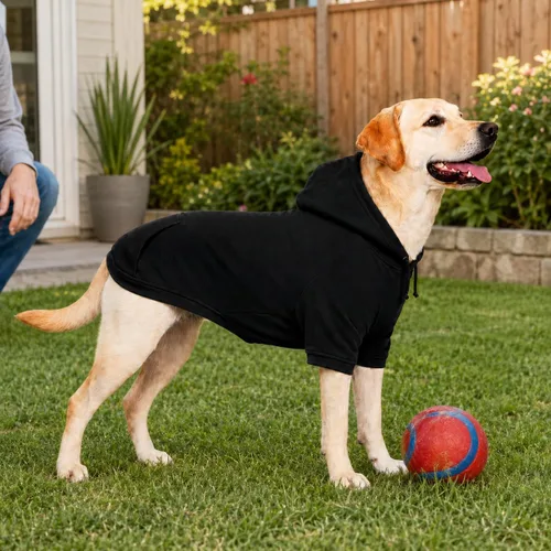 Vista 5 de Lovelonglong Sudadera básica con capucha para perros, 100% algodón, se adapta a perros pequeños, medianos y grandes, color negro, XS
