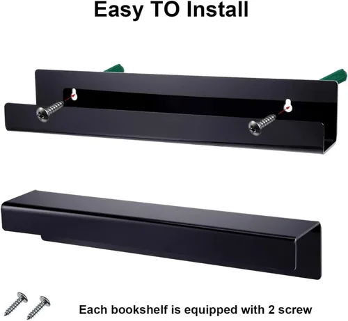 Vista 7 de Blulu 8 paquetes de estante flotante acrílico de 14 pulgadas, estante de pared montado invisible, estante de acrílico para repisa flotante, Negro