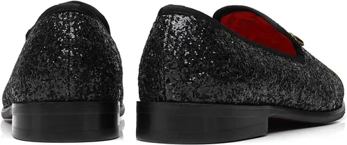 Vista 7 de ELANROMAN Mocasines con purpurina para hombre, estilo Oxford, a la moda, casual, para bodas, fiestas, graduaciones