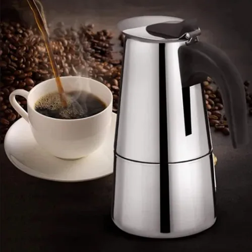 Vista 3 de Moka Pot 300ML Moka Espress - Cafetera de acero inoxidable, cafetera italiana, cafetera aislada para el hogar
