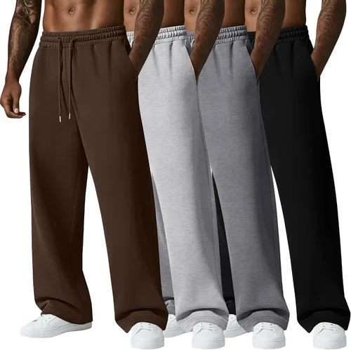 Vista 8 de August Alley Paquete de 4 pantalones deportivos para hombre, grandes y altos, delgados, atléticos, con parte inferior abierta, con cordón y bolsillos