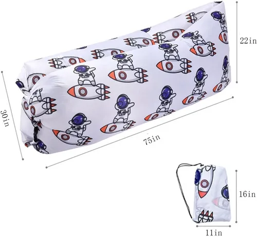 Vista 2 de Tumbona inflable, sofá cama, saco de dormir para playa, camping, lago, jardín (astronauta)