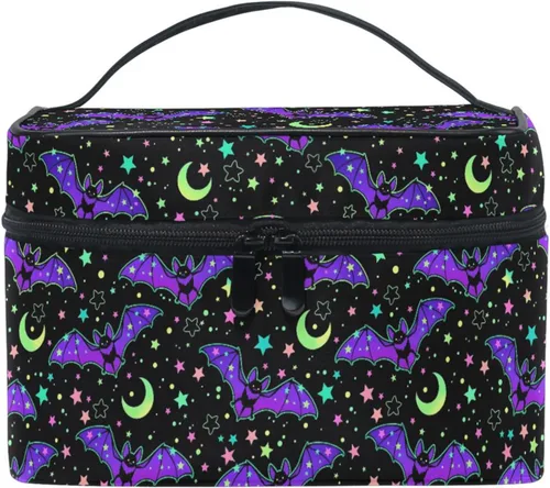 Vista 7 de Bolsa de Maquillaje, Estuche de Maquillaje Organizador de Viaje con Diseño de Calavera y Flores, Estuche de Cosméticos, Bolsas de Aseo para Niñas
