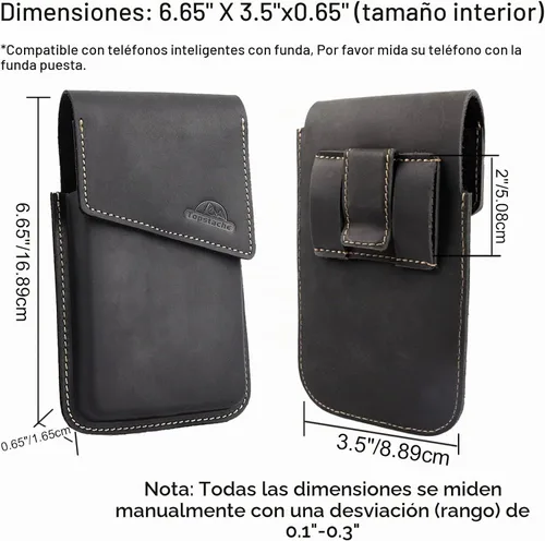 Vista 5 de Topstache Funda de cuero para teléfono con clip para cinturón, funda de cuero grande para iPhone 17Pro, 17, 16Pro, 16, funda con tapa para teléfono
