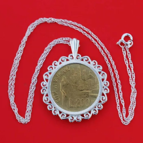 Vista 3 de 1991 Vaticano 200 Liras BU Moneda No Circulada 925 Collar NUEVO
