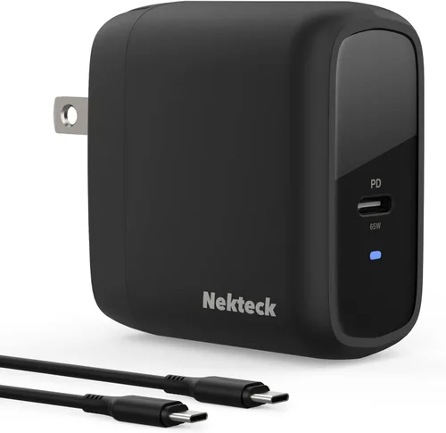 Vista 10 de Cargador USB C de 60 W de carga rápida, Nekteck GaN Tech PD 3.0 de carga rápida con enchufe plegable, compatible con MacBook Air/Pro, iPhone