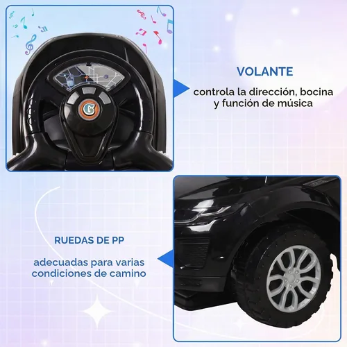 Vista 4 de Aosom Coches de empuje 3 en 1 para niños pequeños de 18 a 36 meses, color Negro