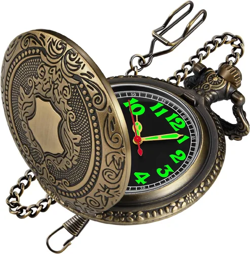 Vista 2 de Shield - Reloj de bolsillo para hombre, escala digital de números arábigos, reloj de bolsillo de cuarzo para hombre, relojes de bolsillo de cuarzo