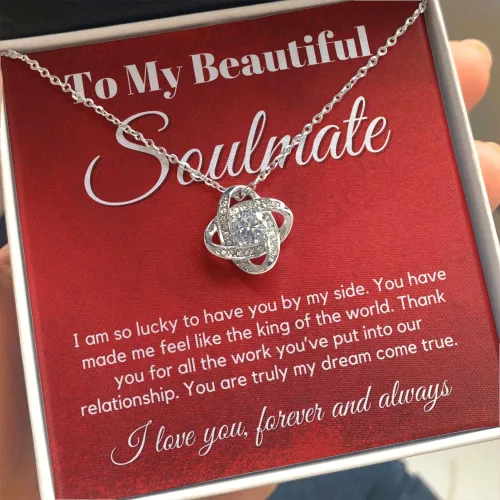 Vista 4 de to My Soulmate Love Knot Necklace - My Lovely Wife, Gifts for Girlfriend, Romantic Gifts for Her from Husband to Wife, Valentine's Day, for Wife WFF