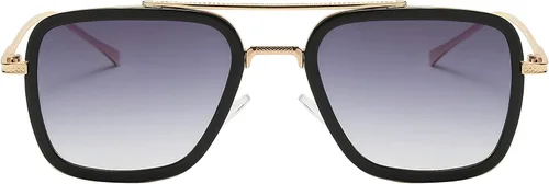 Vista 2 de Owl Tony Stark - Gafas de sol cuadradas estilo aviador, montura metálica, estilo Iron Man, gafas vintage para hombre