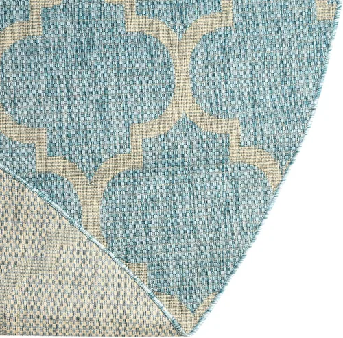 Vista 8 de Unique Loom Outdoor Trellis Collection Alfombra de Área (5' 1" x 8' Oval, Aguamarina/Gris)
