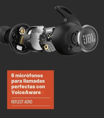 Vista 2 de JBL Refect Aero - Auriculares inalámbricos con cancelación de ruido, 6 micrófonos para llamadas perfectas con VoiceAware, a prueba de polvo y al