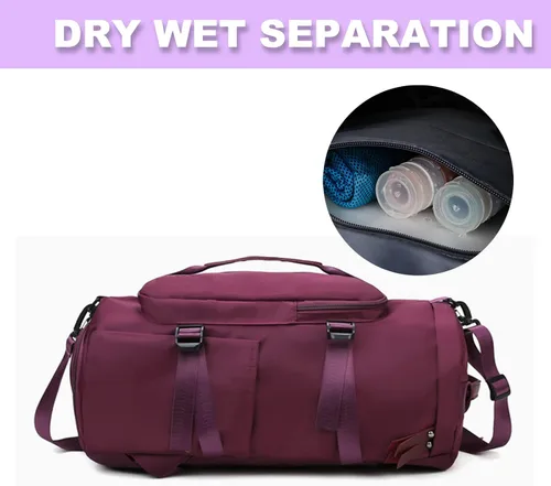 Vista 3 de Bolsa de gimnasio con compartimento para zapatos para hombres y mujeres, bolsa de viaje, mochila cruzada, bolsa deportiva con gran capacidad