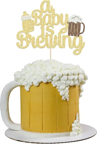 Vista 9 de Gyufise 24 piezas de decoración para cupcakes de Cheers and Beers - Taza de cerveza con purpurina negra para cupcakes, baby shower, cumpleaños