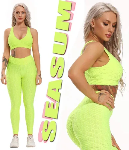 Vista 36 de SEASUM - Pantalones de yoga de cintura alta para mujer, con control de abdomen y realce de glúteos, leggings favorecedores para entrenar y correr
