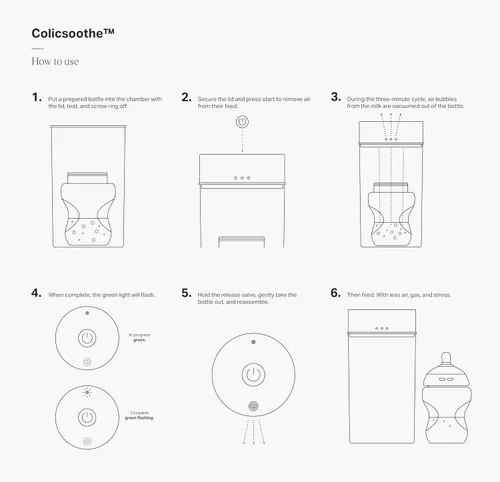 Vista 2 de Colicsoothe - Botella eliminadora de aire anticólicos de Tommee Tippee - Alivia los cólicos, los gases y las molestias en recién nacidos, bebés