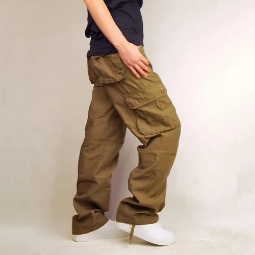Vista 2 de Muscularfit Pantalones cargo de camuflaje para hombre 2023 grandes y altos, múltiples bolsillos, pantalones deportivos sueltos y rectos, pantalones