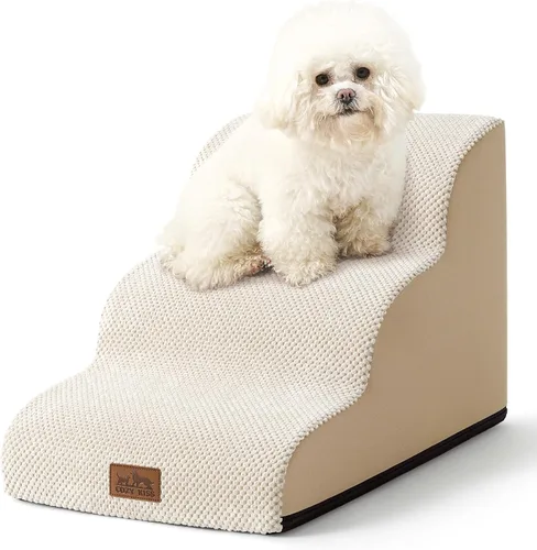 Vista 23 de COZY KISS Escaleras para perros pequeños de 11.8 pulgadas de alto, escalón curvado para cachorros, gatos mayores, rampa mediana para mascotas