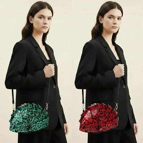 Vista 2 de Bolso bandolera de cuero sintético para mujer, diseño único y plegable